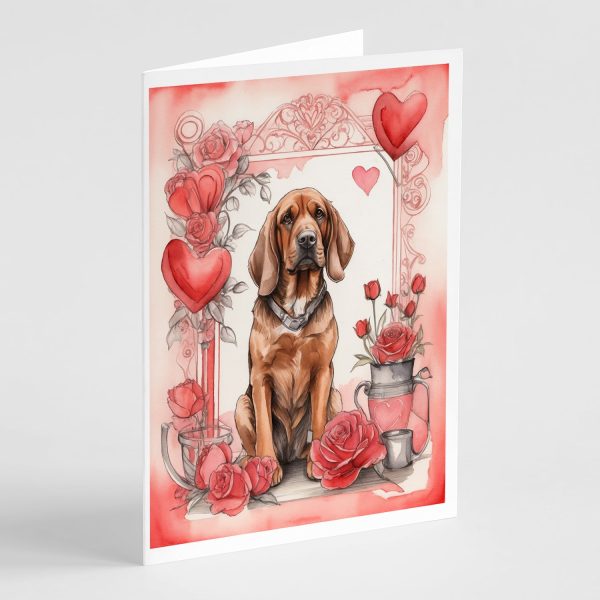 Bloodhound Valentine Roses Greeting Cards Pack of 8 Sale