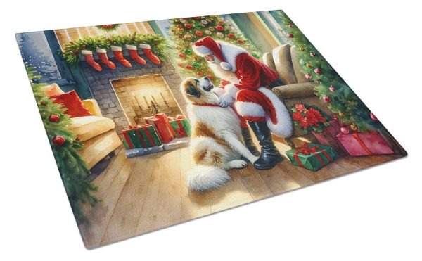 Great Pyrenees and Santa Claus Glass Cutting Board Online Hot Sale