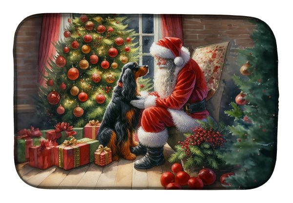 Gordon Setter and Santa Claus Dish Drying Mat Online now