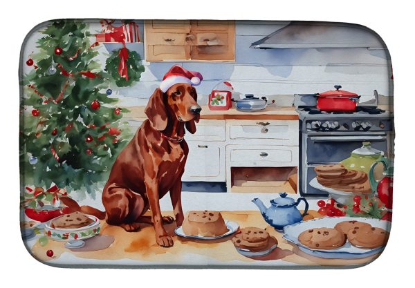 Redbone Coonhound Christmas Cookies Dish Drying Mat For Discount