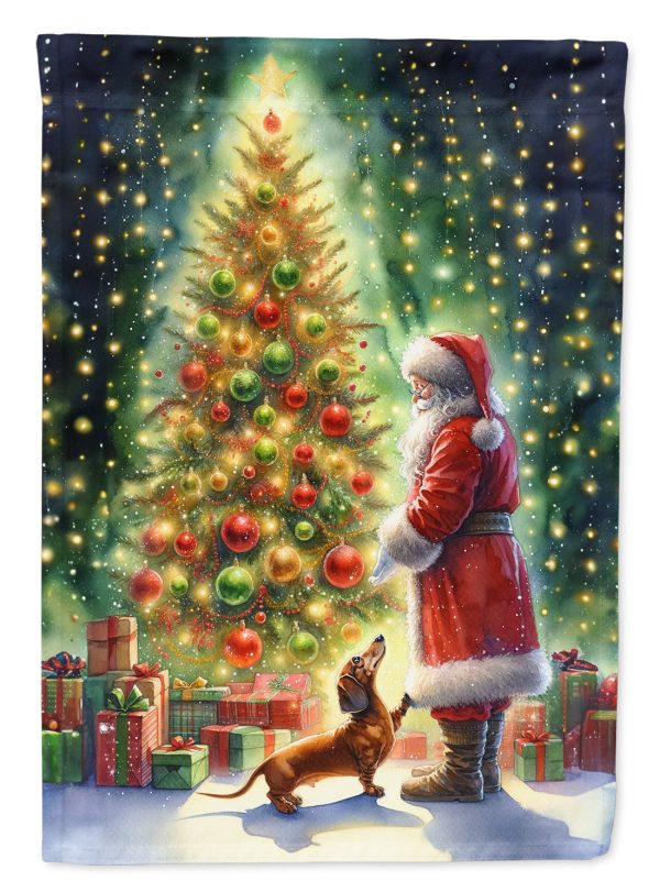 Dachshund and Santa Claus House Flag Online Hot Sale