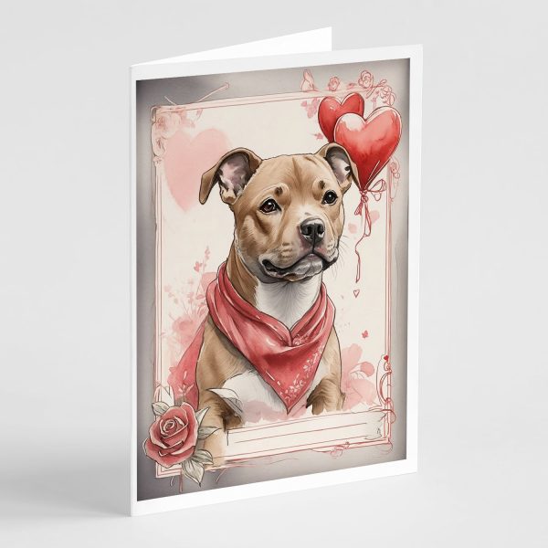 Staffordshire Bull Terrier Valentine Roses Greeting Cards Pack of 8 Supply