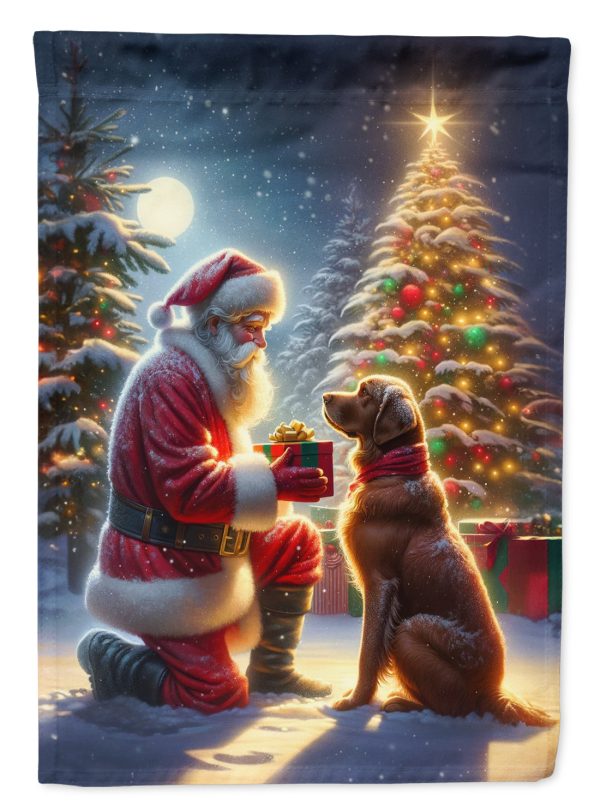Chesapeake Bay Retriever and Santa Claus House Flag For Cheap