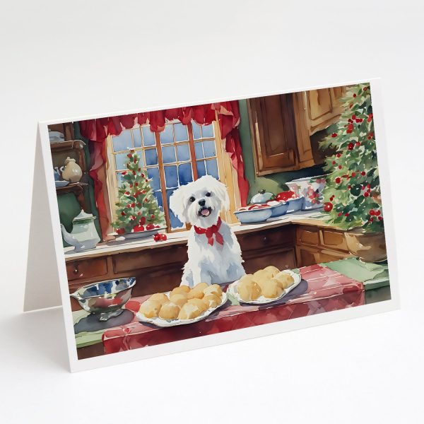 Maltese Christmas Cookies Greeting Cards Pack of 8 For Discount