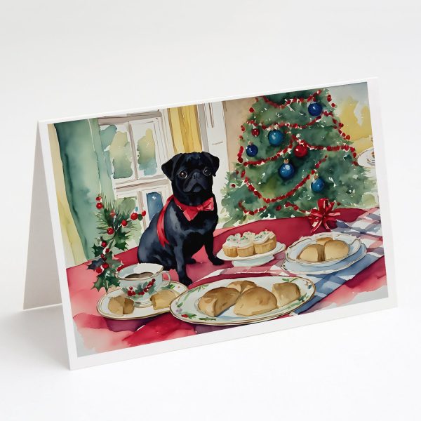 Pug Christmas Cookies Greeting Cards Pack of 8 on Sale