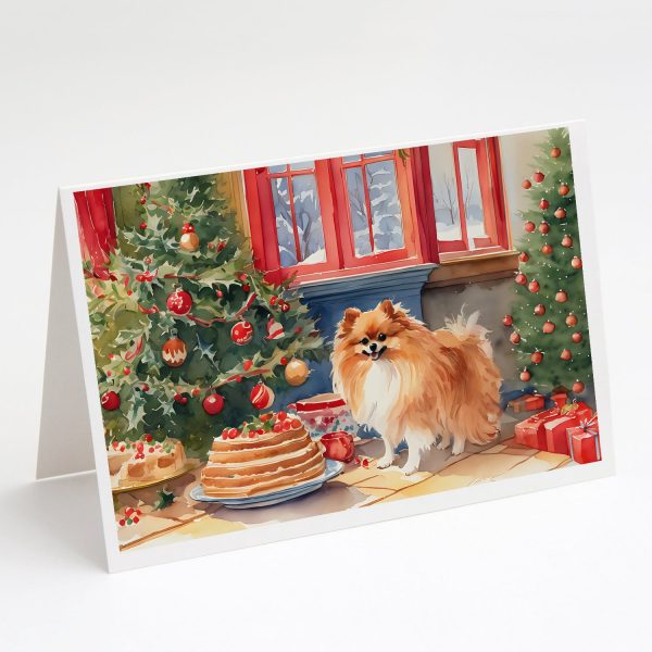 Pomeranian Christmas Cookies Greeting Cards Pack of 8 Online Hot Sale