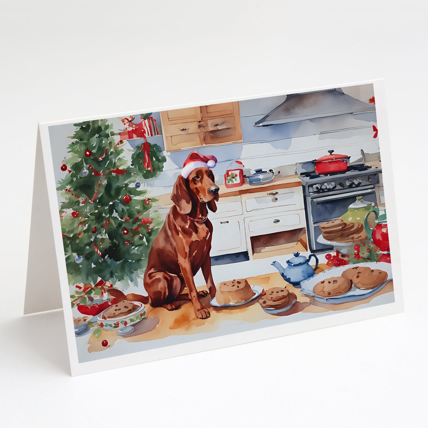 Redbone Coonhound Christmas Cookies Greeting Cards Pack of 8 Online now
