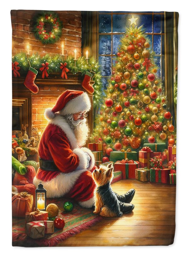 Yorkshire Terrier Yorkie with Santa Garden Flag – Christmas Dog Yard Decor Fashion