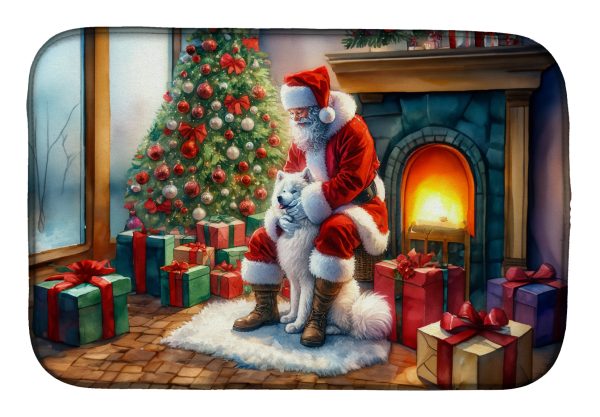 Samoyed and Santa Claus Dish Drying Mat Discount