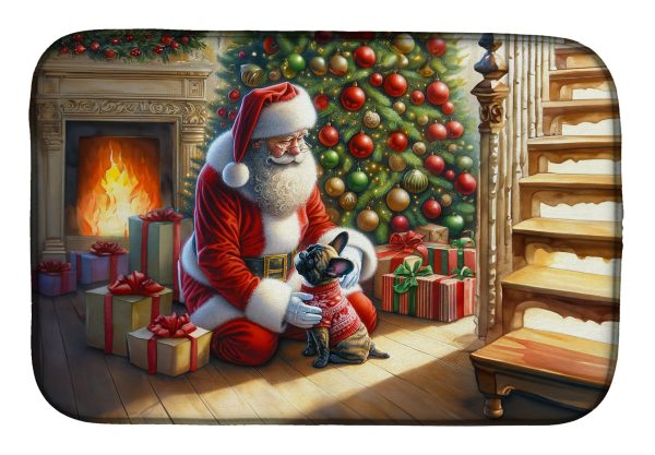 French Bulldog and Santa Claus Dish Drying Mat Online now
