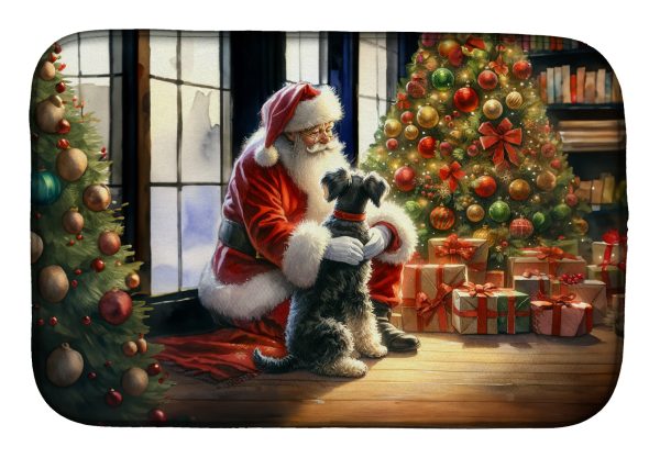 Schnauzer and Santa Claus Dish Drying Mat Sale