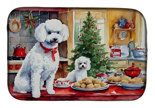 Poodle Christmas Cookies Dish Drying Mat For Sale