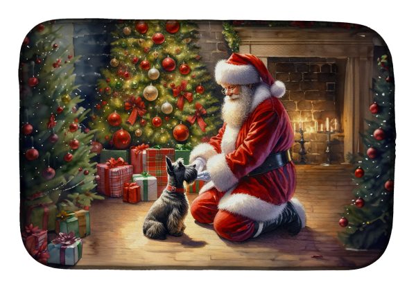 Scottish Terrier and Santa Claus Dish Drying Mat on Sale