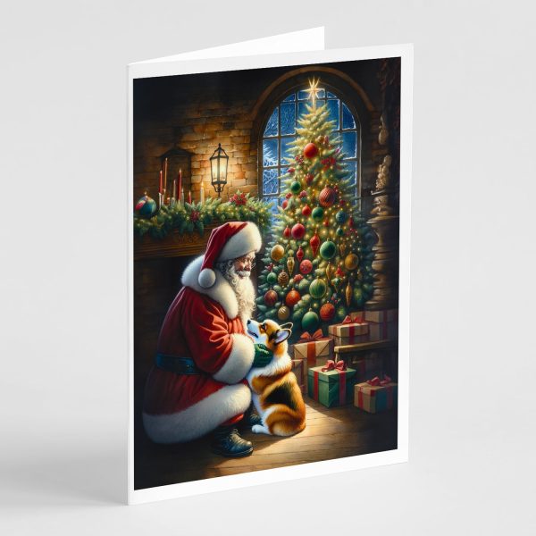 Corgi and Santa Claus Greeting Cards Pack of 8 on Sale