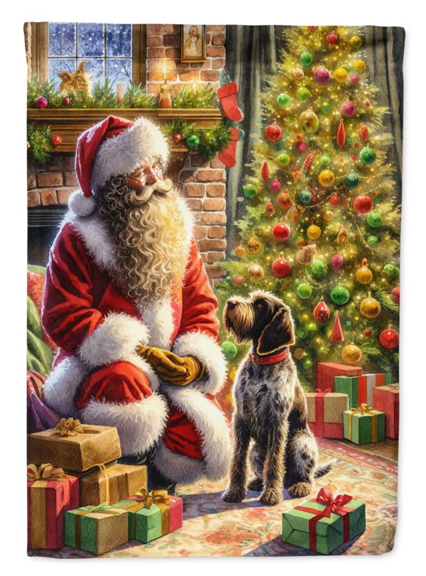 Wirehaired Pointing Griffon and Santa Claus House Flag Sale