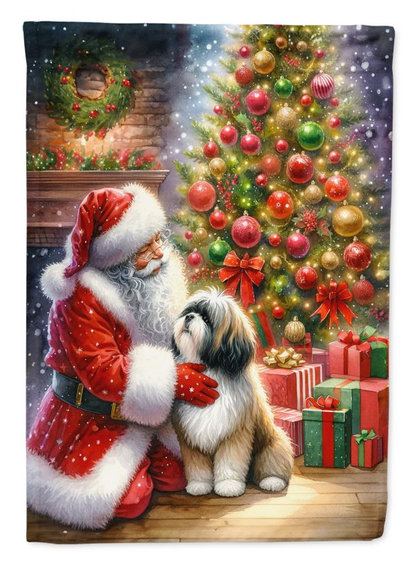 Lhasa Apso and Santa Claus House Flag Online now