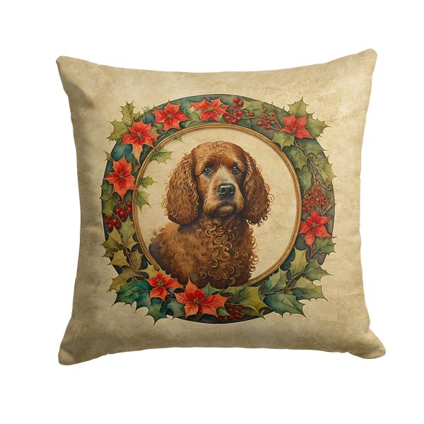 Irish Water Spaniel Christmas Flowers Throw Pillow For Cheap