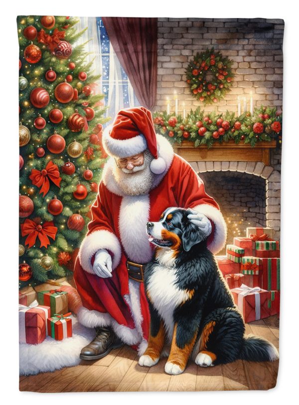 Bernese Mountain Dog and Santa Claus House Flag Online Hot Sale