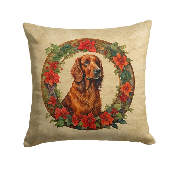 Irish Setter Christmas Flowers Throw Pillow Discount