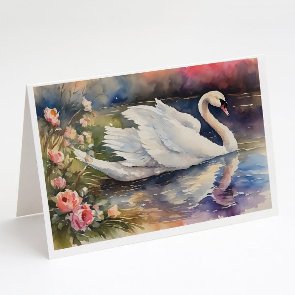 Swan Greeting Cards Pack of 8 For Cheap