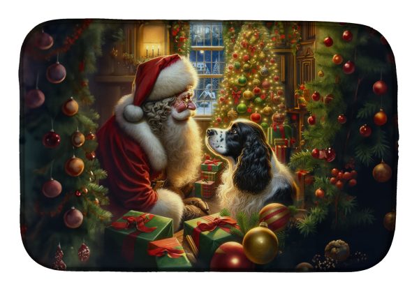 English Springer Spaniel and Santa Claus Dish Drying Mat Supply