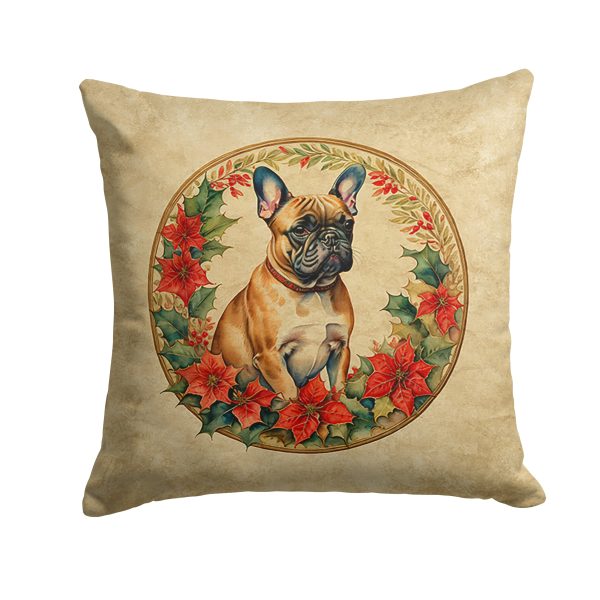 French Bulldog Christmas Flowers Throw Pillow Supply