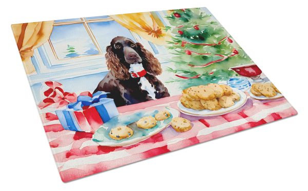 American Water Spaniel Christmas Cookies Glass Cutting Board Online now