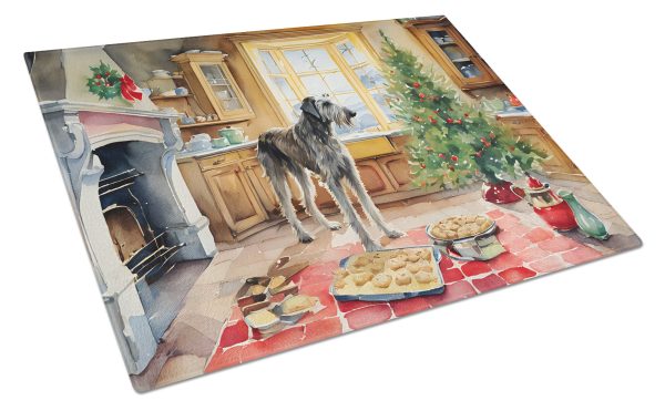 Irish Wolfhound Christmas Cookies Glass Cutting Board For Discount