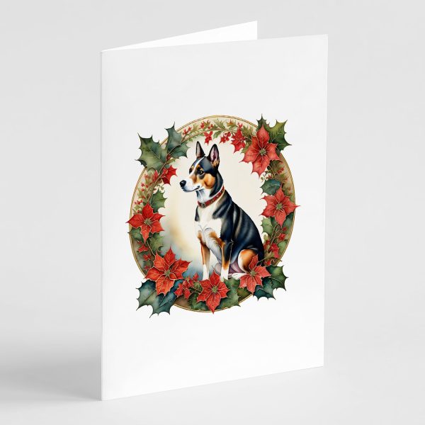Basenji Christmas Flowers Greeting Cards Pack of 8 Online Sale