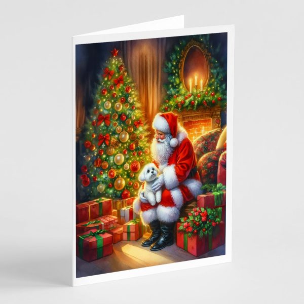 Maltese and Santa Claus Greeting Cards Pack of 8 Supply