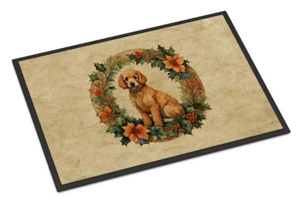 Poodle Christmas Flowers Doormat For Cheap