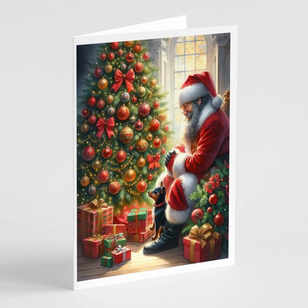 Miniature Pinscher and Santa Claus Greeting Cards Pack of 8 Online Sale