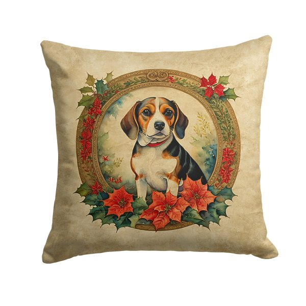 Beagle Christmas Flowers Throw Pillow For Sale