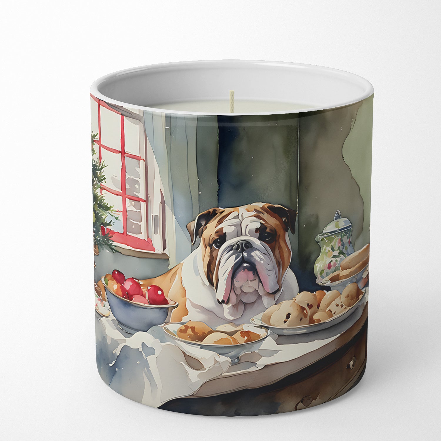 English Bulldog Christmas Cookies Decorative Soy Candle on Sale