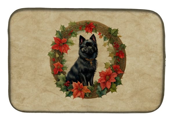 German Spitz Christmas Flowers Dish Drying Mat Online Hot Sale