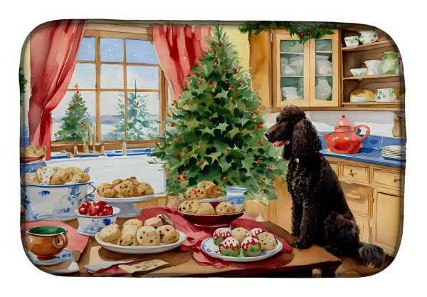 Irish Water Spaniel Christmas Cookies Dish Drying Mat on Sale