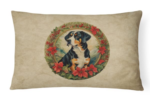 Entlebucher Mountain Dog Christmas Flowers Throw Pillow Discount