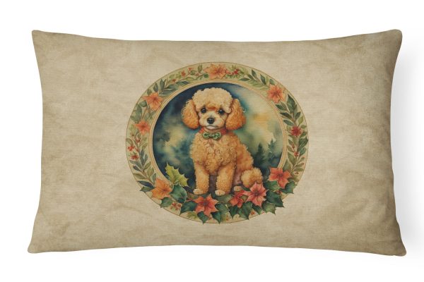 Poodle Christmas Flowers Throw Pillow Online Hot Sale