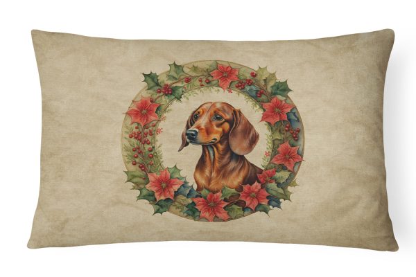 Dachshund Christmas Flowers Throw Pillow Hot on Sale