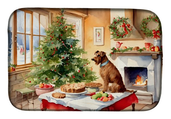 Irish Terrier Christmas Cookies Dish Drying Mat For Cheap