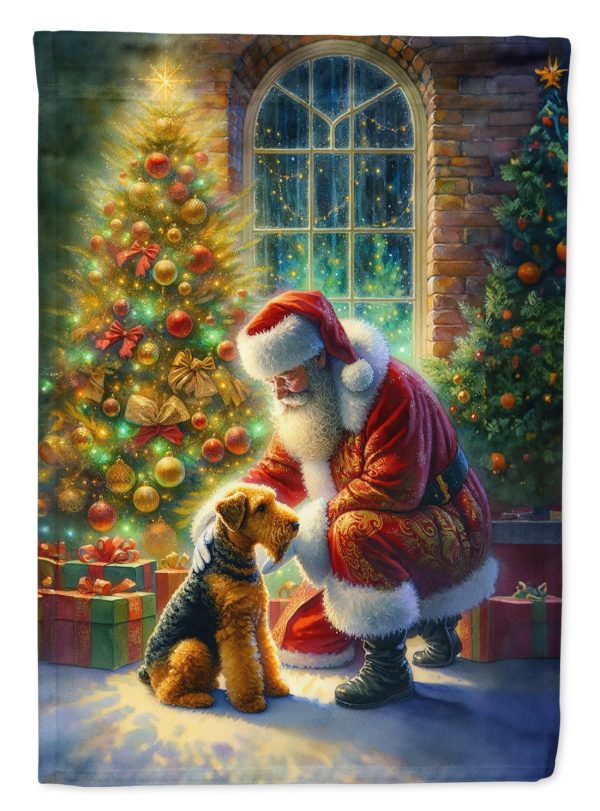 Airedale Terrier and Santa Claus House Flag on Sale