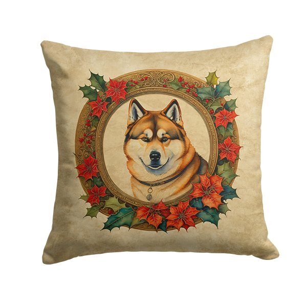 Akita Christmas Flowers Throw Pillow Online now