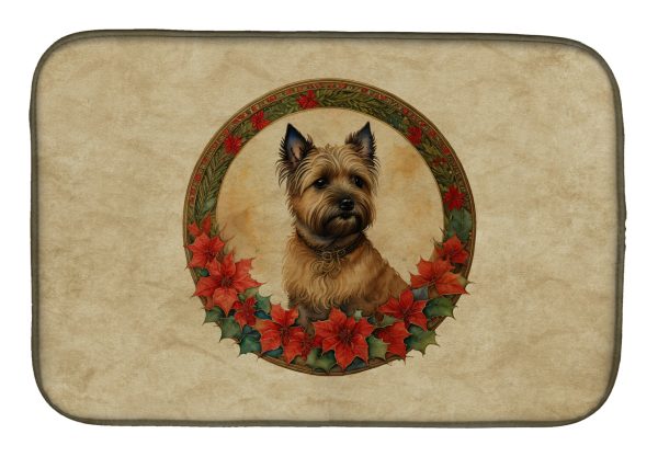 Cairn Terrier Christmas Flowers Dish Drying Mat Discount