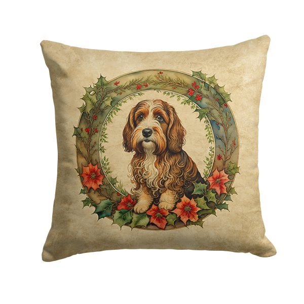 Petit Basset Griffon Vendeen Christmas Flowers Throw Pillow Supply