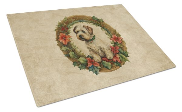 Sealyham Terrier Christmas Flowers Glass Cutting Board Supply