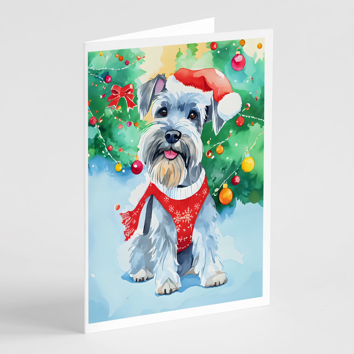 Schnauzer Christmas Greeting Cards Pack of 8 Fashion