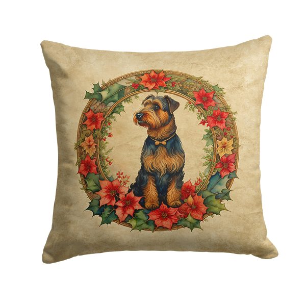 Airedale Terrier Christmas Flowers Throw Pillow Supply