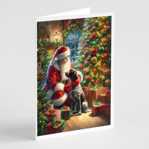 German Shorthaired Pointer and Santa Claus Greeting Cards Pack of 8 For Sale