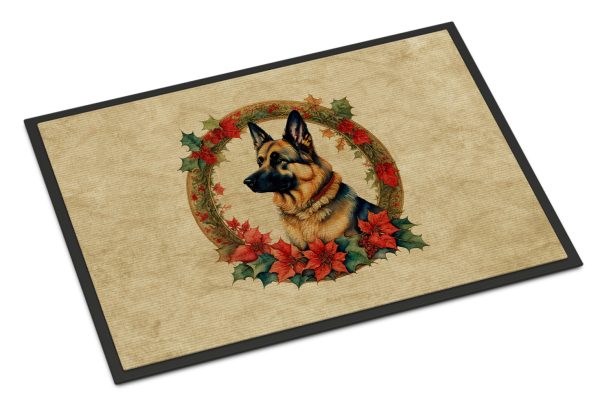 German Shepherd Christmas Flowers Doormat Online