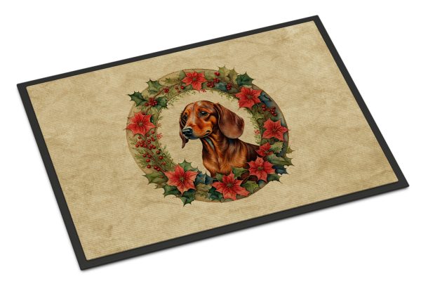 Dachshund Christmas Flowers Doormat Hot on Sale